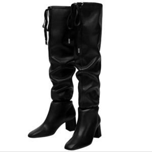 Zara Leather Over The Knee Heeled Tall Boots 6.5 NWT Blogger Favorite
